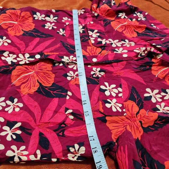 Lucky Brand sili Blouse For Women Size Medium Floral Print Roll Tab Sleeves - Picture 10 of 13